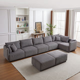 Modern Minimalist Corduroy Combination Sofa With 2 Comfort Cushions With USB & C Charging Ports