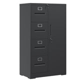 Metal Storage Vertical Filing Cabinet With Lock, 4 Drawers, 1 Door, Steel Construction, School / Office Use