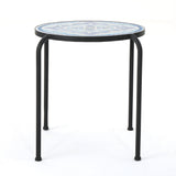 Skye - End Table - White / Blue