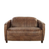 Brancaster - Grain Leather Loveseat - Brown