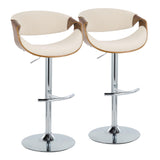 Curvo - Mid Century Modern Adjustable Barstool With Swivel With Rounded T Footrest (Set of 2)