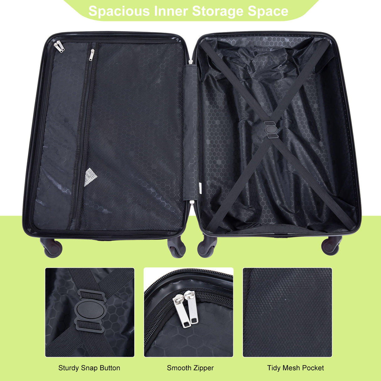 Luggage 4 Piece Lightweight Suitcase With Rotating Wheels With Tsa Lock,