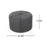 Contemporary Ottoman With Tonal Piping And Button Tuft Design