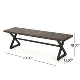 Modern Aluminum Outdoor Dining Bench With X Base