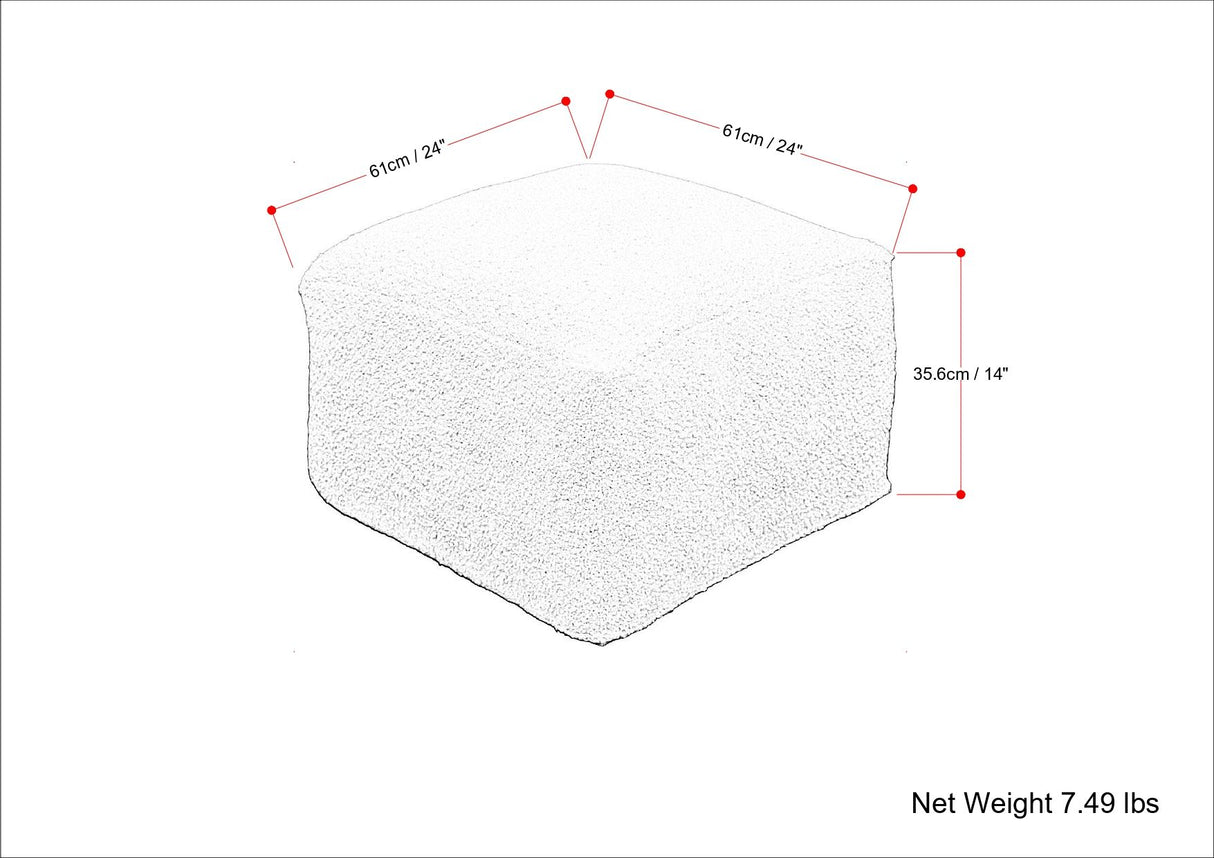 Chantal - Square Pouf - Ivory