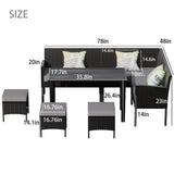 7 Piece Outdoor Furniture Set Waterproof Cushions Glass Table