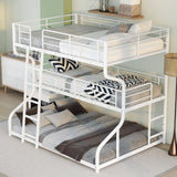 Industrial Triple Bunk Bed With Dual Ladders Frame, Space Saving Design