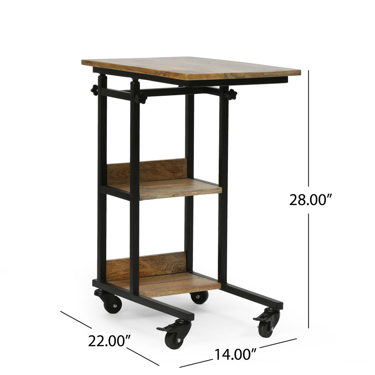Modern Industrial Bed Laptop Table With C - Shape Design And Adjustable Height - Natural