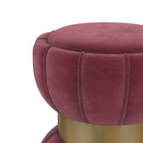 Round Upholstered Ottoman Pouf With Velvety Soft Upholstery