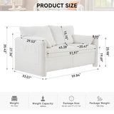 Modern Loveseat Sofa 2 Seater Plush Chenille Fabric Couch With High Density Foam Cushions - Ivory White