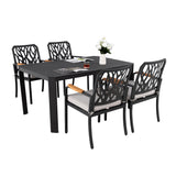 Outdoor Patio Furniture Dining Set With Sunbrella Fabric, Rectangular Table With Umbrella Hole