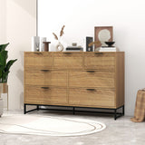 Modern 7 Drawer Dresser Cabinet - Walnut