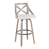 Charlotte - Farmhouse Fixed Height Barstool With Swivel & Round Footrest (Set of 2) - Light Gray / Cream