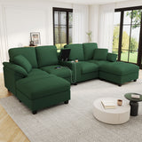 Modern U-Shaped Sectional Sofa With Storage Ottomans