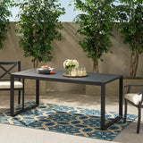 Modern Outdoor Aluminum Rectangular Dining Table With Slatted Top