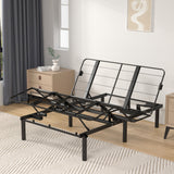 Zero Clearance Adjustable Bed Base Frame With Quiet Motor And Dual USB Ports, Queen Size - Black