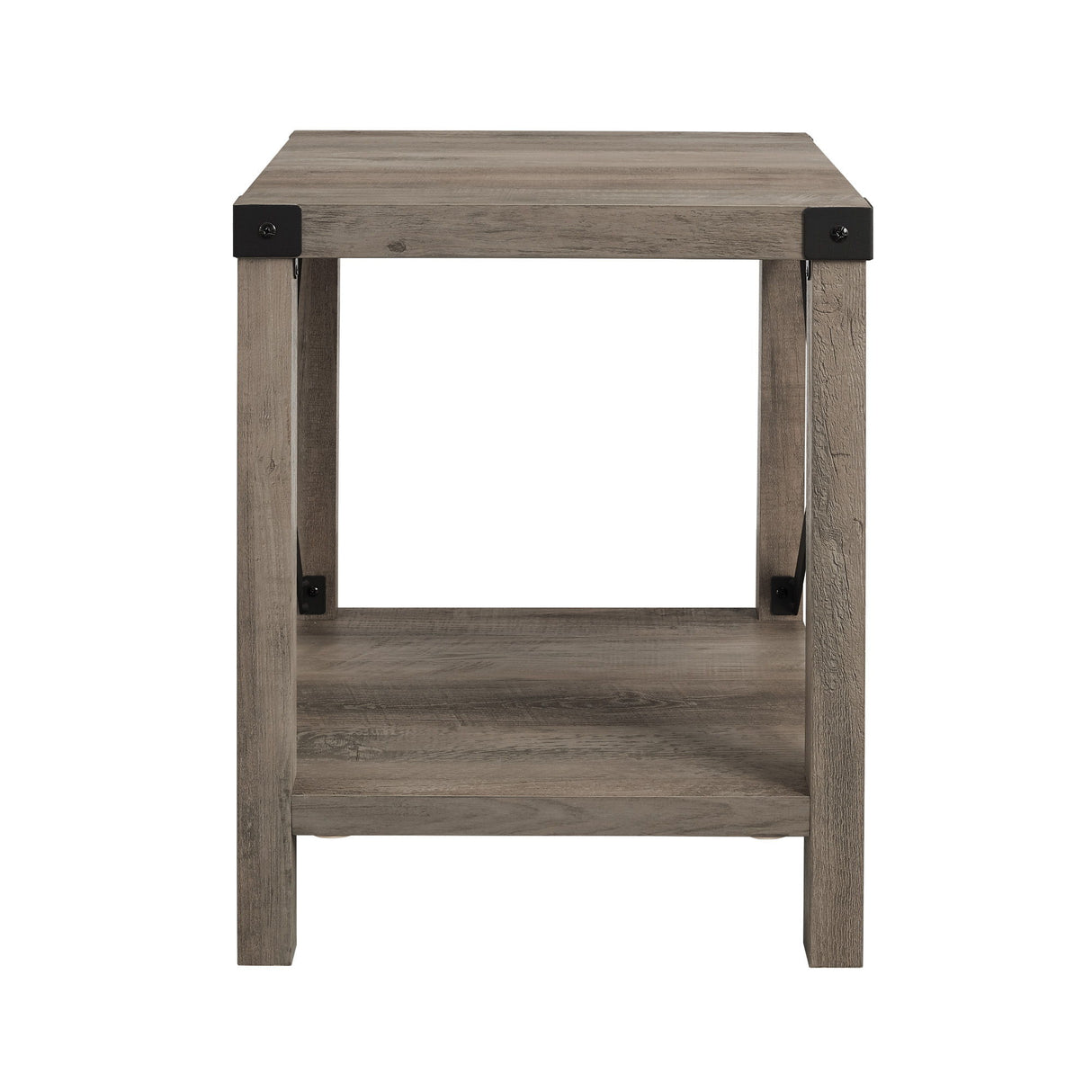 Rustic Industrial X 2 Tier Side Table - Gray Wash