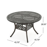 Outdoor Expandable Aluminum Dining Table With Latticework Details And Curvy Legs