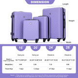 Luggage 4 Piece Lightweight Suitcase With Rotating Wheels With Tsa Lock,