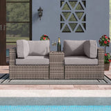 Handcrafted Outdoor Loveseat With Wicker Seating