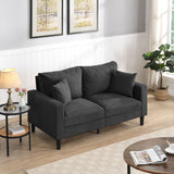 Modern Upholstered Loveseat Sofa With High Resilience, Wooden Frame - Dark Gray