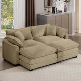 Modern Oversized Modular Cushion Sofa With Ottoman, Low Back, Deep Seating Sofa Set