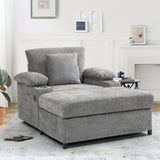 Chenille Fabric Sofa Bed With Cupholders And USB Charging Ports Chair For Living Room