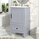 20" Bathroom Vanity With Sink, Bathroom Cabinet With A Door, Door Shelf Storage And Adiustable Foot Pads, A Drawer - Gray