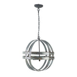 4 Light Galvanized Chandelier, Hanging Light Fixture With Adjustable Chain For Kitchen, Bulb Not Included - Gray