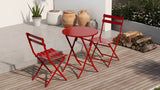 3 Piece Patio Bistro Set Of Foldable Round Table And Chairs