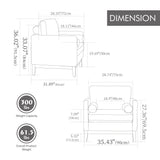 Wide Modern Farmhouse Performance Accent Chair With Legs, Wood Base