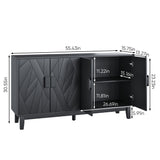 Modern Style Buffet Cabinet, Storage Side Cabinet Buffet Cabinet, Medieval Modern Multifunctional Decorative Cabinet Suitable For Living Room, Dining Room, Entrance, Corridor, Kitchen - Black