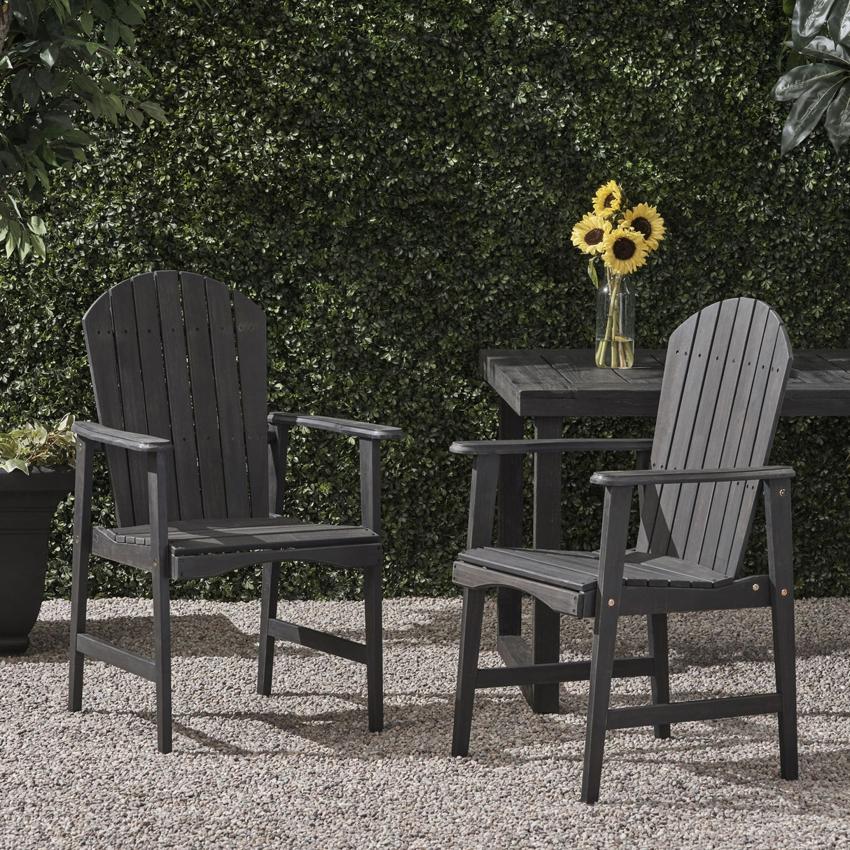 Outdoor Weather Resistant Acacia Wood Adirondack Dining Chairs (Set of 2)