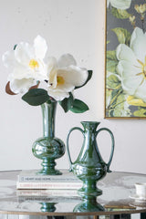 Round Dining Table With Elegant Floral Design And Mirrored - Silver Multi