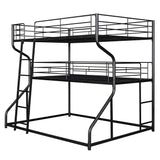 Industrial Triple Bunk Bed With Dual Ladders Frame, Space Saving Design