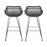 Outdoor Rattan Bar Chair With Metal Legs