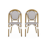 Outdoor Rattan And Aluminum French Bistro Chair Set