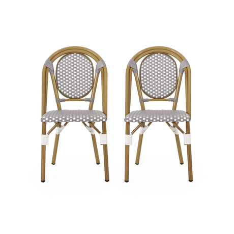 Outdoor Rattan And Aluminum French Bistro Chair Set