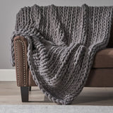 Cozy Knitted Acrylic Throw Blanket With Double Sided Design