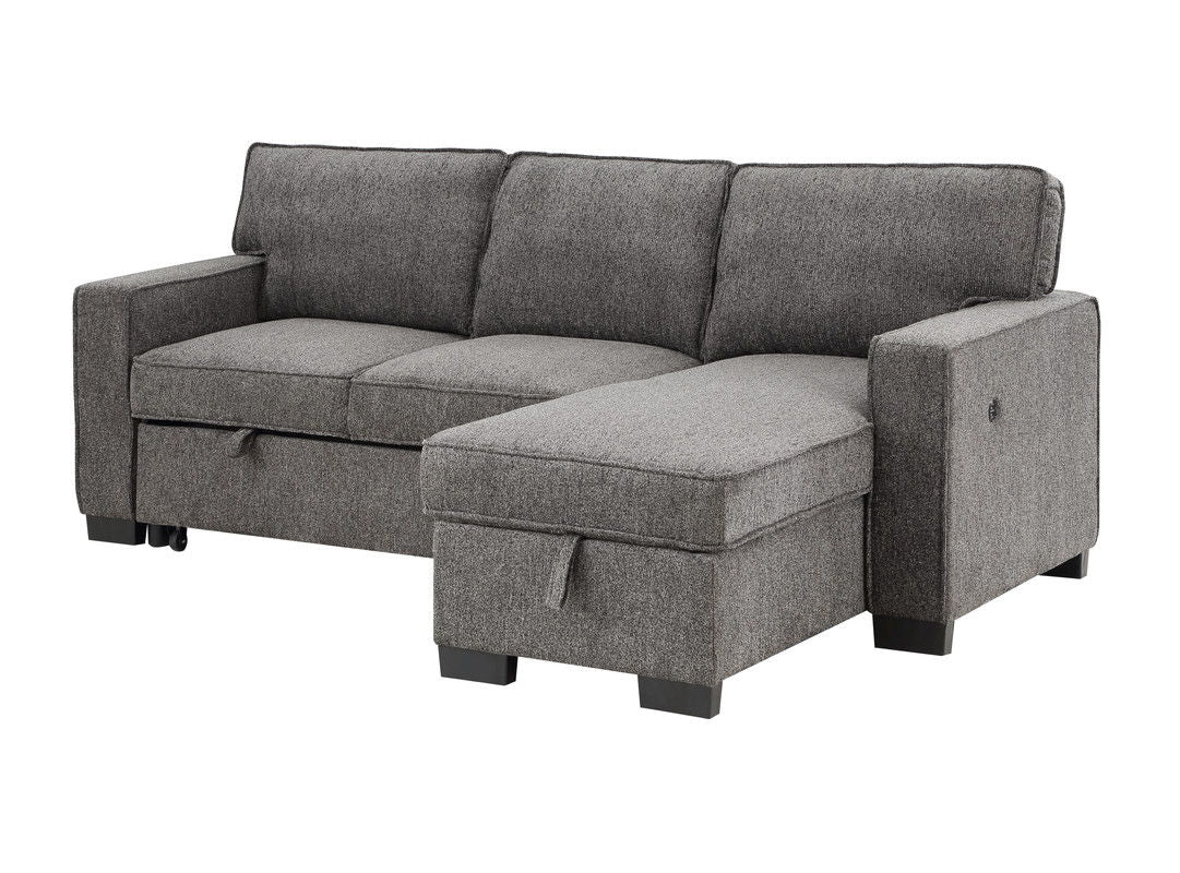 Estelle - Fabric Reversible Sleeper Sectional With Storage Chaise Drop-Down Table 2 Cup Holders And 2 USB Ports