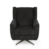 Contemporary Swivel Chair With Wingback Design - Black