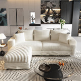 Deep Seat Convertible Sofa With Soft Pillows And Ottomans