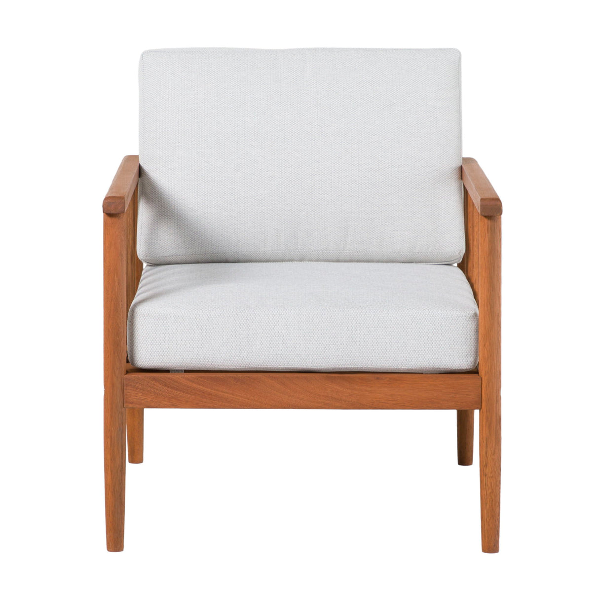 Contemporary Cushioned Eucalyptus Wood Patio Accent Chair
