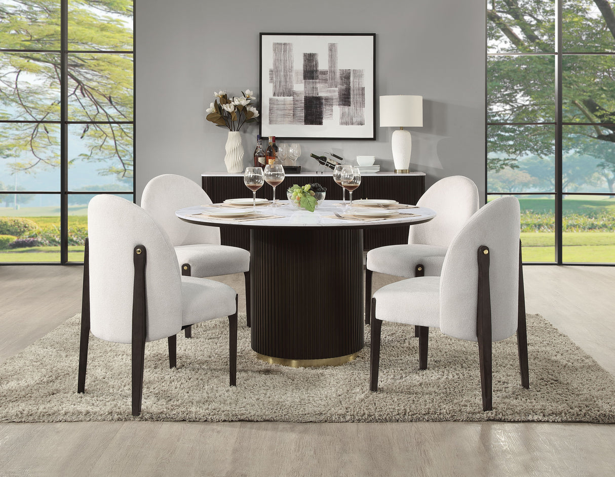 Clayten - Around Dining Table - Marble / Espresso