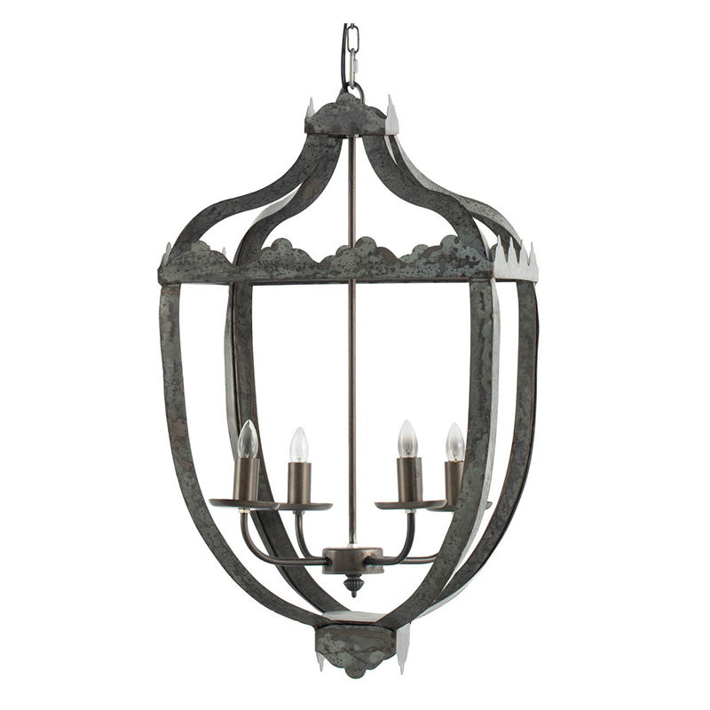 4 Light Metal Chandelier, Hanging Light Fixture With Adjustable Chain For Kitchen, Bulb Not Included - Gray