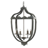4 Light Metal Chandelier, Hanging Light Fixture With Adjustable Chain For Kitchen, Bulb Not Included - Gray