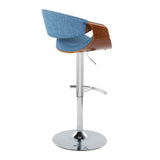 Curvo - Mid Century Modern Adjustable Barstool With Swivel With Rounded T Footrest (Set of 2)