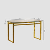 Modern Glass Dining Table Set For 4 With Golden Plating Legs And Chairs - Transparent