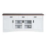 TV Console Stand, Glass Doors & Storage Drawers, Adjustable Shelves