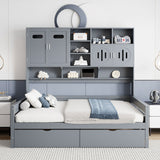 Daybed With All-In-One Cabinet And Shelf